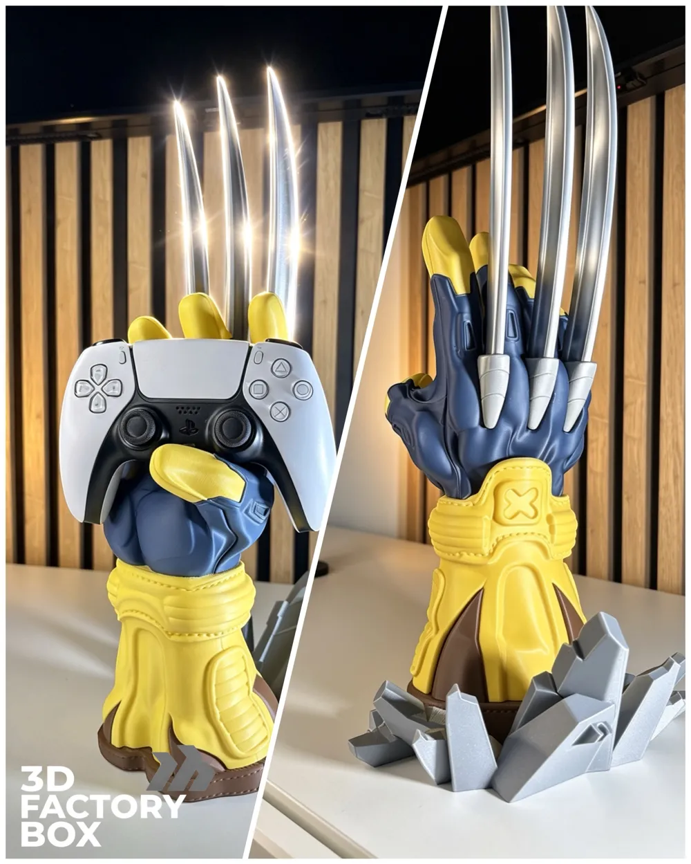 Giá đỡ tay cầm Wolverine bàn tay xanh vàng với ba móng vuốt