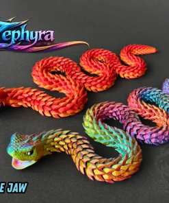 Rắn Zephyra khớp động mở hàm in 3D minh họa các cách phối màu