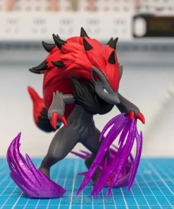 Mô hình Zoroark Pokémon bờm đỏ với hiệu ứng năng lượng tím