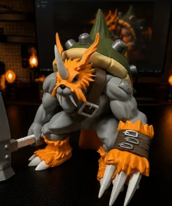 Mô hình Zudomon Digimon cầm búa lớn, mai xanh và lông cam in 3D